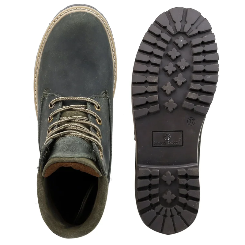 Bacca Bucci Olive Bullet Splash Proof Leather Boots for Biking & Hiking for Men | Best Price UAE